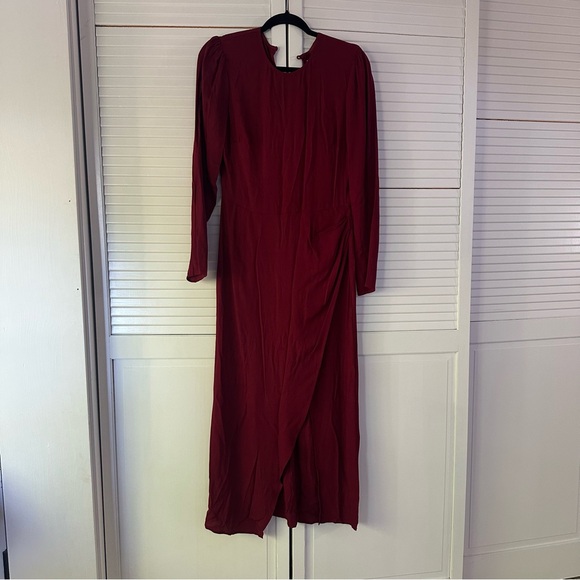 Reformation Celeste Long Sleeve Slit Ruched Midi Dress - Picture 2 of 3